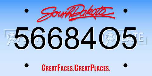 56684O5 South Dakota License Plate