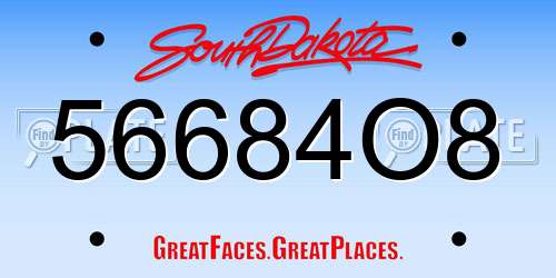 56684O8 South Dakota License Plate