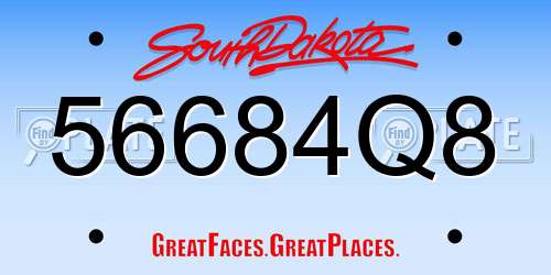 56684Q8 South Dakota License Plate