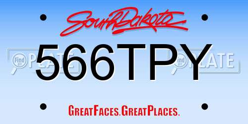 566TPY South Dakota License Plate