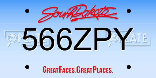 566ZPY South Dakota License Plate