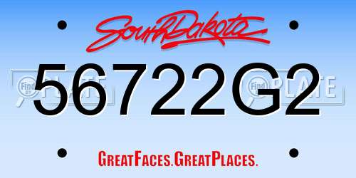 56722G2 South Dakota License Plate