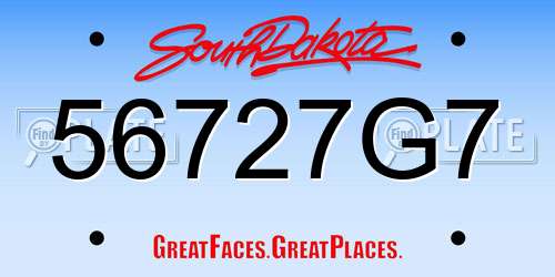 56727G7 South Dakota License Plate