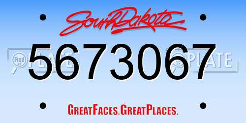 5673067 South Dakota License Plate