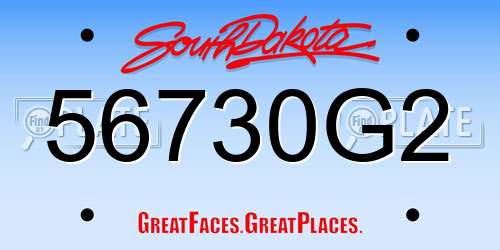 56730G2 South Dakota License Plate
