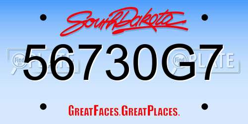 56730G7 South Dakota License Plate