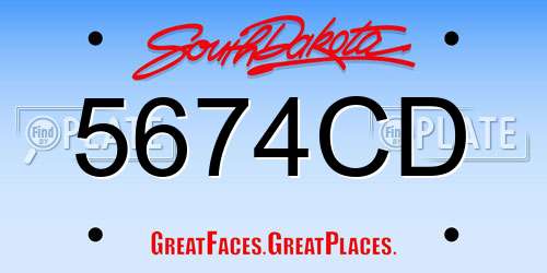 5674CD South Dakota License Plate