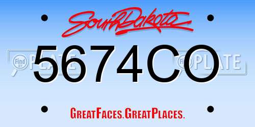 5674CO South Dakota License Plate
