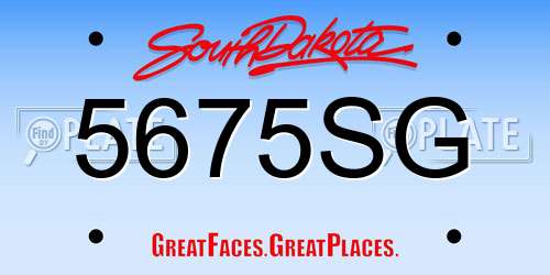 5675SG South Dakota License Plate