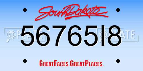 56765I8 South Dakota License Plate