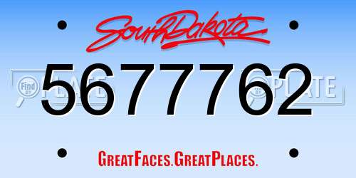 5677762 South Dakota License Plate
