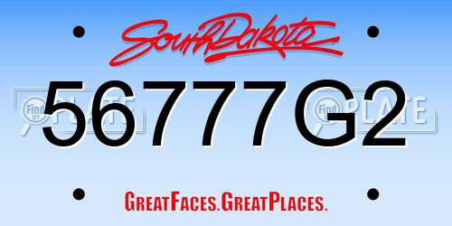 56777G2 South Dakota License Plate