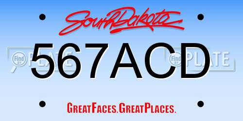 567ACD South Dakota License Plate