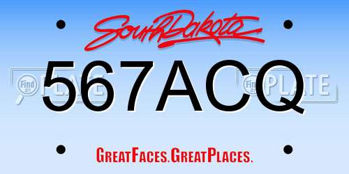 567ACQ South Dakota License Plate
