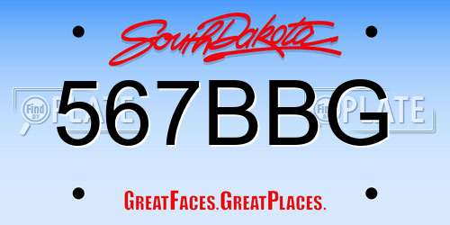 567BBG South Dakota License Plate