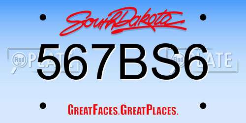 567BS6 South Dakota License Plate