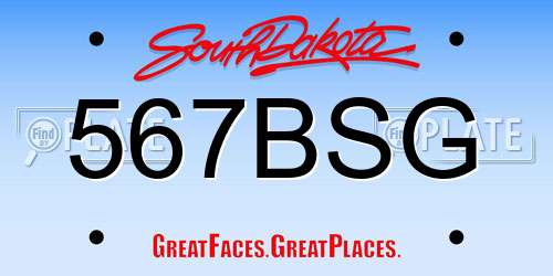 567BSG South Dakota License Plate