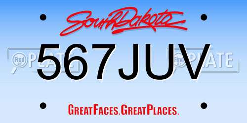 567JUV South Dakota License Plate