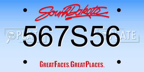 567S56 South Dakota License Plate