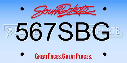 567SBG South Dakota License Plate