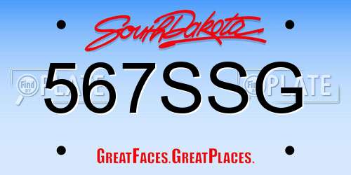 567SSG South Dakota License Plate