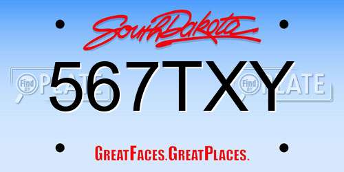 567TXY South Dakota License Plate