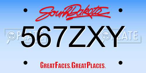 567ZXY South Dakota License Plate