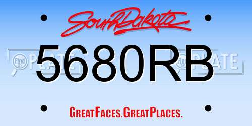 5680RB South Dakota License Plate