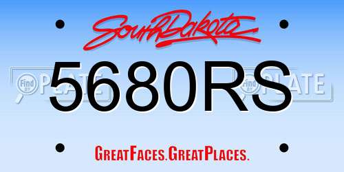 5680RS South Dakota License Plate