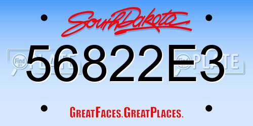 56822E3 South Dakota License Plate
