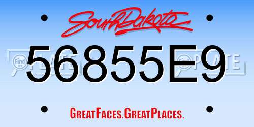 56855E9 South Dakota License Plate