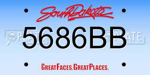 5686BB South Dakota License Plate