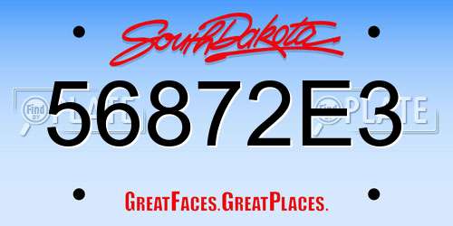 56872E3 South Dakota License Plate
