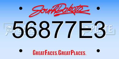 56877E3 South Dakota License Plate