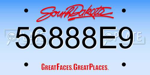 56888E9 South Dakota License Plate