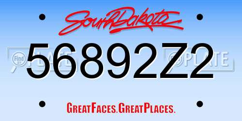 56892Z2 South Dakota License Plate