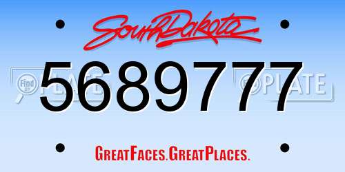 5689777 South Dakota License Plate