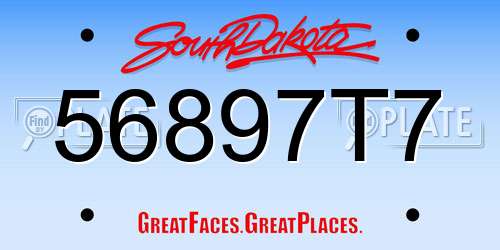 56897T7 South Dakota License Plate