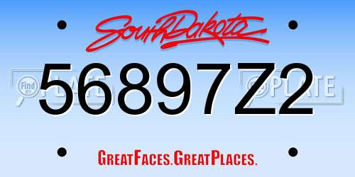 56897Z2 South Dakota License Plate
