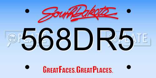 568DR5 South Dakota License Plate