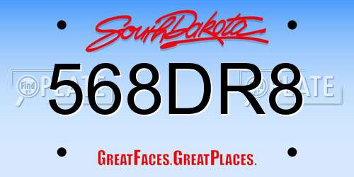 568DR8 South Dakota License Plate