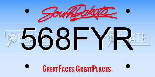 568FYR South Dakota License Plate
