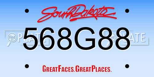 568G88 South Dakota License Plate