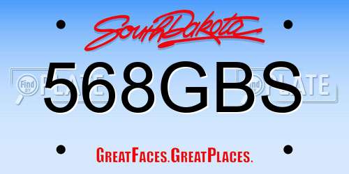 568GBS South Dakota License Plate