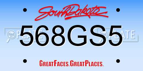 568GS5 South Dakota License Plate