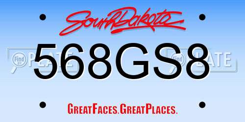 568GS8 South Dakota License Plate