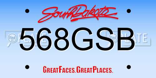 568GSB South Dakota License Plate
