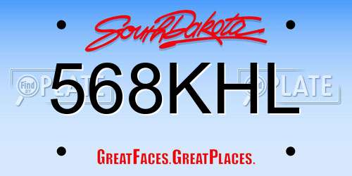 568KHL South Dakota License Plate