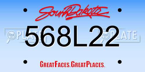 568L22 South Dakota License Plate