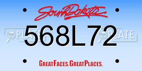 568L72 South Dakota License Plate